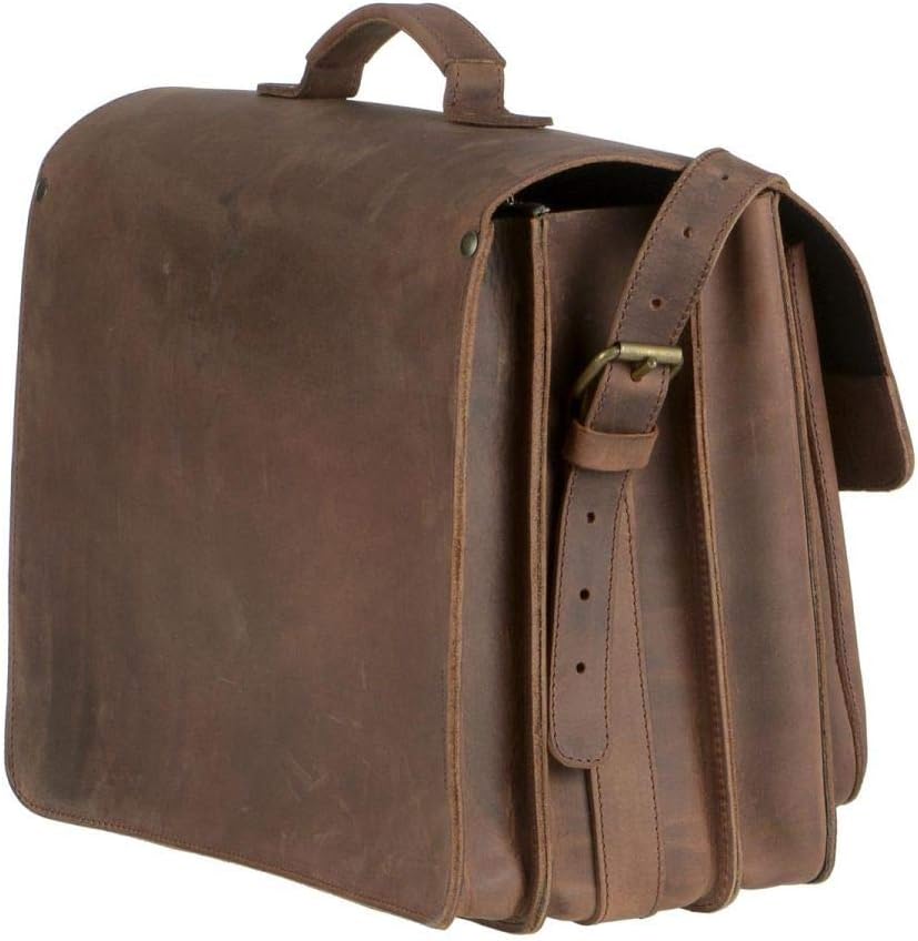 Ruitertassen Lehrertasche Leder XXL Damen Herren Schultasche Aktentasche Tasche 3 Fächer braun Range