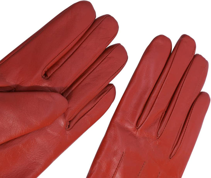 Harssidanzar Lederhandschuhe für Damen, Winter Warm Fleecefutter Touchscreen Vintage Finished GL018E