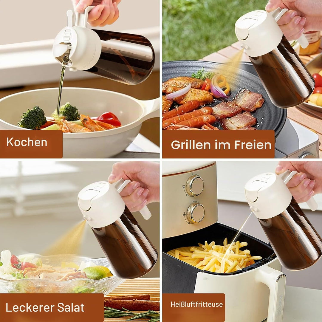 YARRAMATE 2 Stück 470ml Lichtblockierender dunkler Ölsprüher zum Kochen, 2-in-1 UV Schutz ölzerstäub