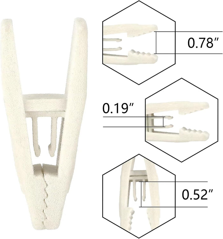 Tinfol Samt-Kleiderbügel-Clips, elfenbeinfarben, Starke Finger-beflockte Clips, Hosenbügel, Clips fü