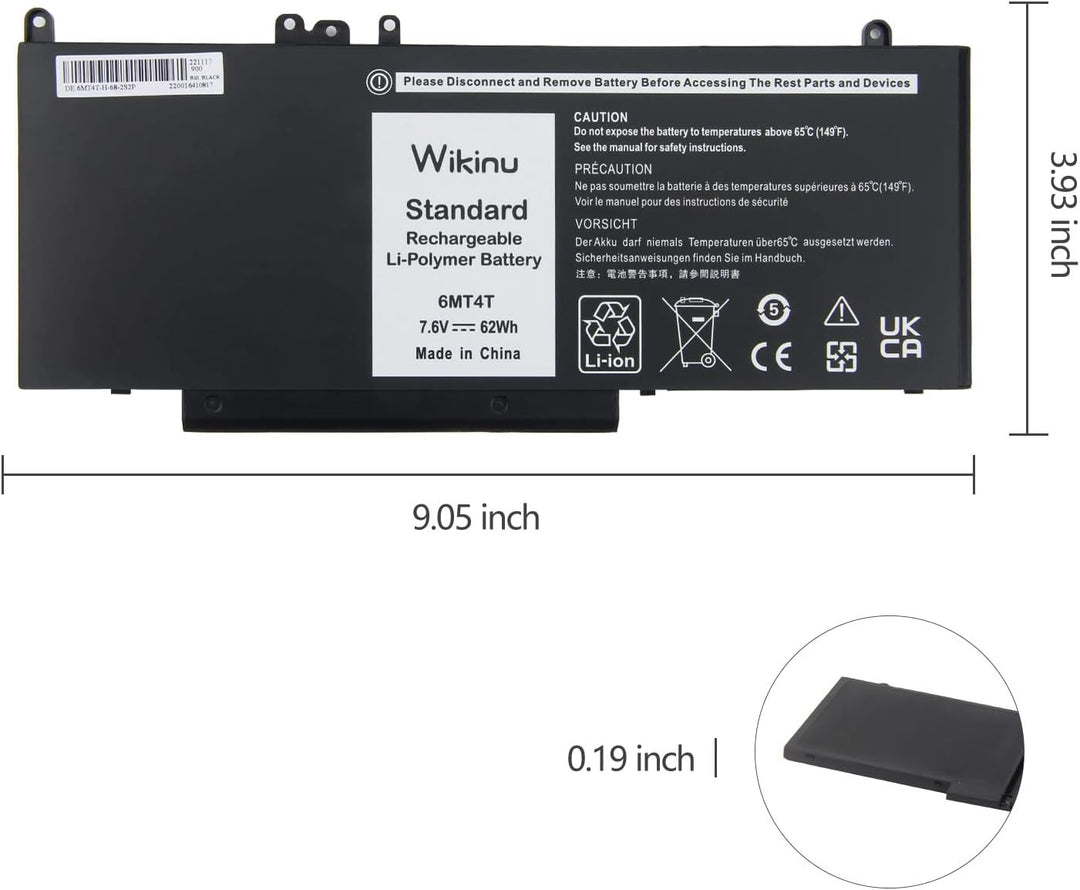 Wikinu 6MT4T Laptop Akku für Dell Latitude E5570 E5470 Precision 3510 7V69Y TXF9M 79VRK 07V69Y HK6DV