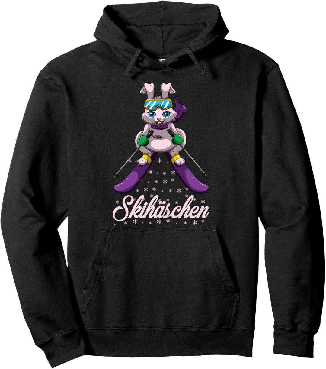 Skihäschen Winter Sport Ski Hase Skifahrer Frauen Mädchen Pullover Hoodie