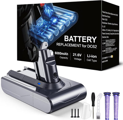 6000mAh V6 Ersatzakku für Dyson V6 Akku Kompatibel mit DC62 DC58 DC59 DC61 Animal DC72 DC74 SV03 SV0