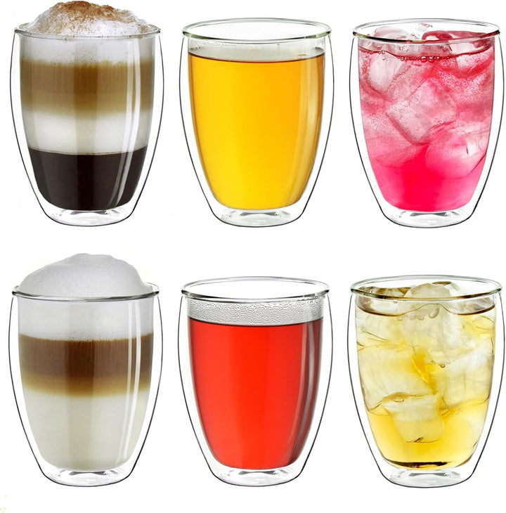 Creano doppelwandige Gläser 250ml - Glas Becher doppelwandig - Thermoglas - Doppelwandgläser im 6er