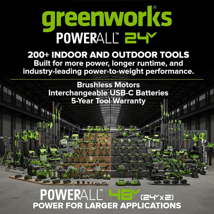 Greenworks 24V Bürstenloses Bohrschrauber- &amp; Schlagschrauber-Set, 45 Nm + 220 Nm, Leicht, inkl. 2× 2
