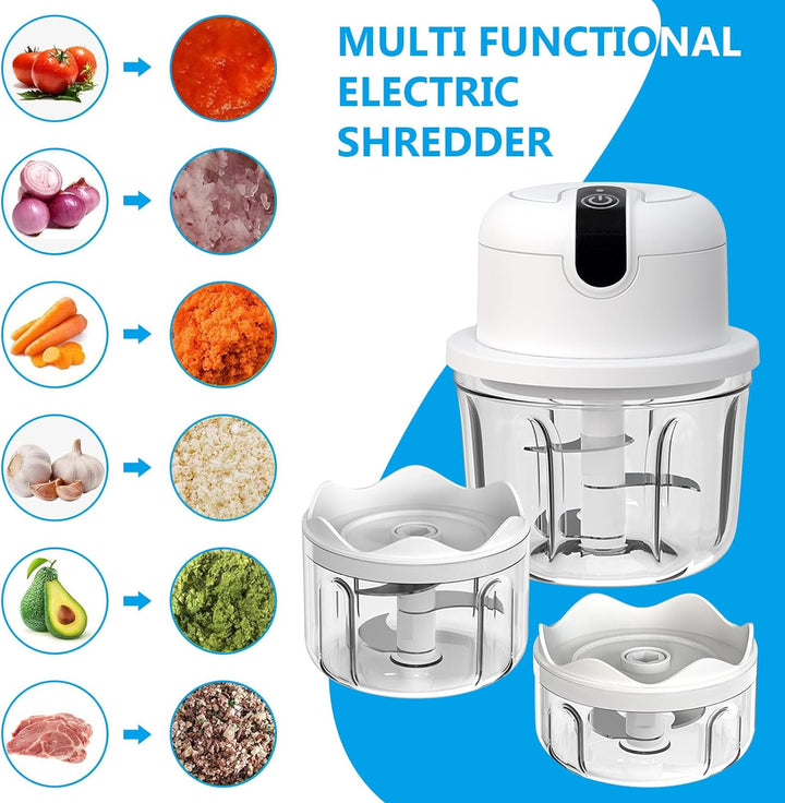 Zwiebelschneider Elektrisch,350ml Multizerkleinerer Gemüseschneider,Zwiebel Zerkleinerer,USB Wiedera