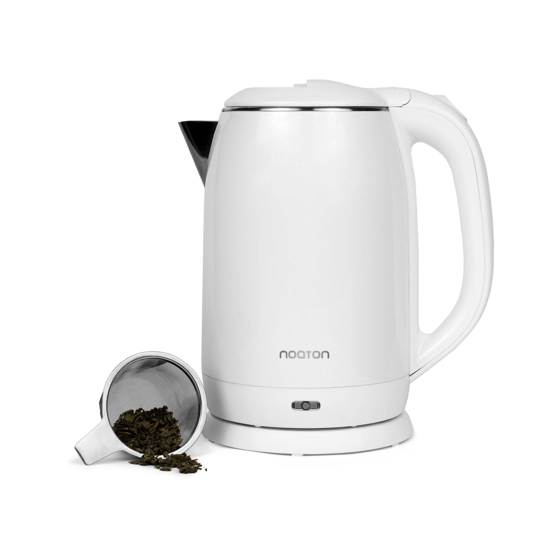 Noaton K1W Basic, Elektrische Wasserkocher, Kapazität 2L, Doppelwand-Design, Edelstahl, 1500 W, Leis