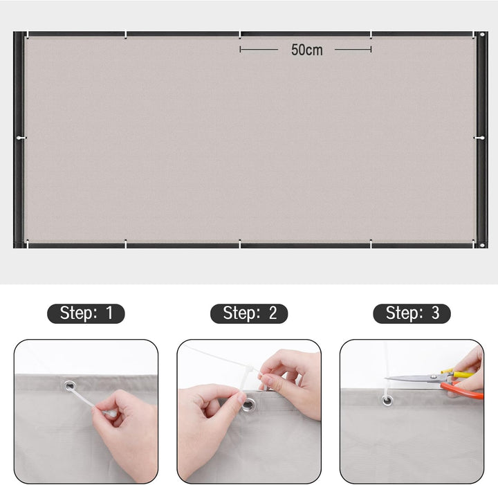 COOL AREA Balkon Sichtschutz Balkonumspannungen PES Wasserdicht wetterfester mit Kabelbinder,90x800c