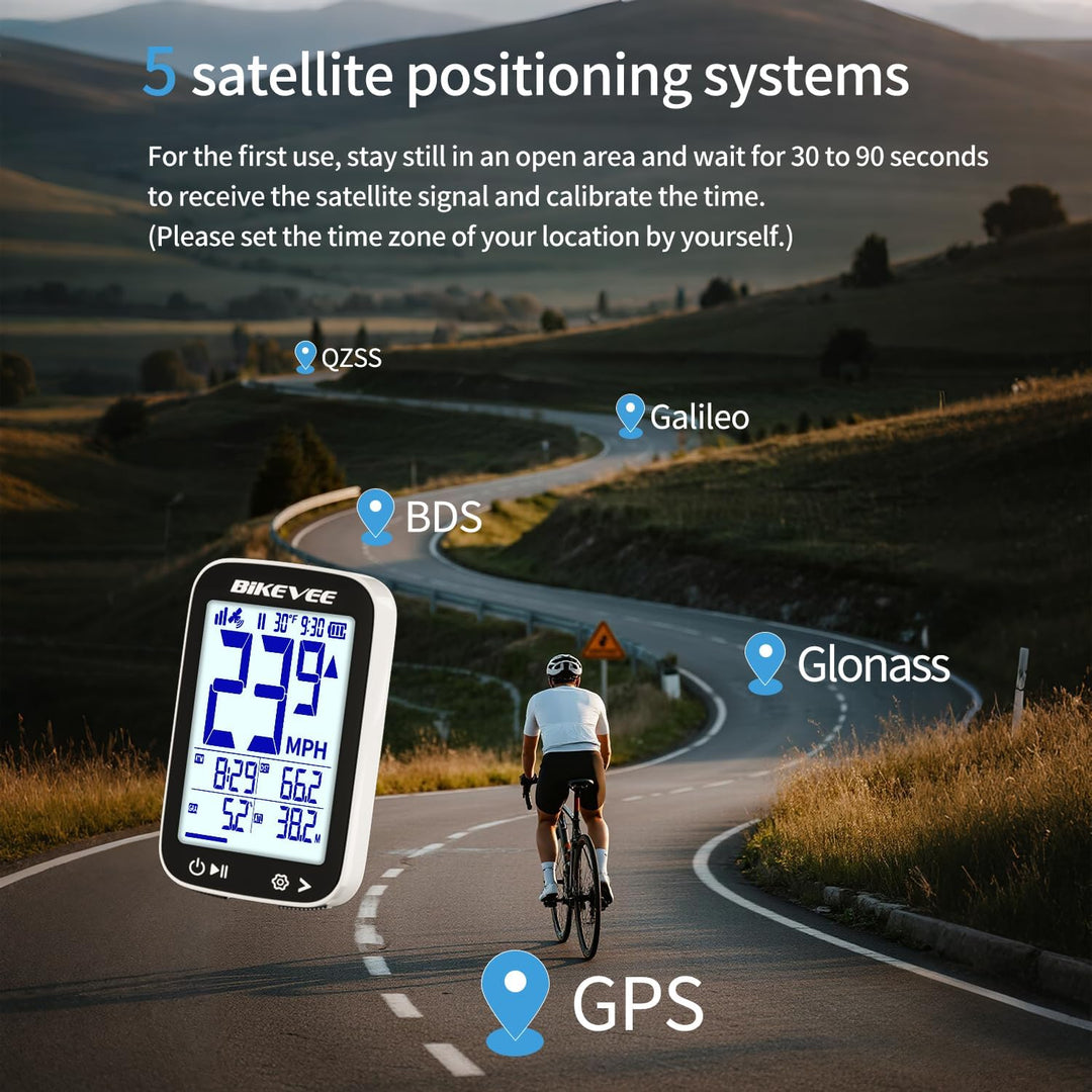 GPS Fahrradcomputer Kabellos Wasserdicht 2.4 Zoll FSTN Display IPX7 28h Akkulaufzeit Leichtes Fahrra