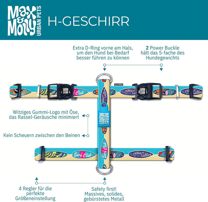Max &amp; Molly H-Geschirr - Blue Ocean, M M Blue Ocean, M Blue Ocean