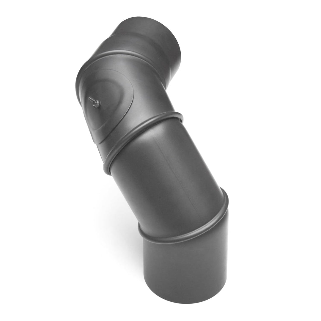 raik Rauchrohrbogen/Ofenrohrbogen Multibogen mit Tür 4-teilig 0-90° drehbar 120 mm Durchmesser 2 mm