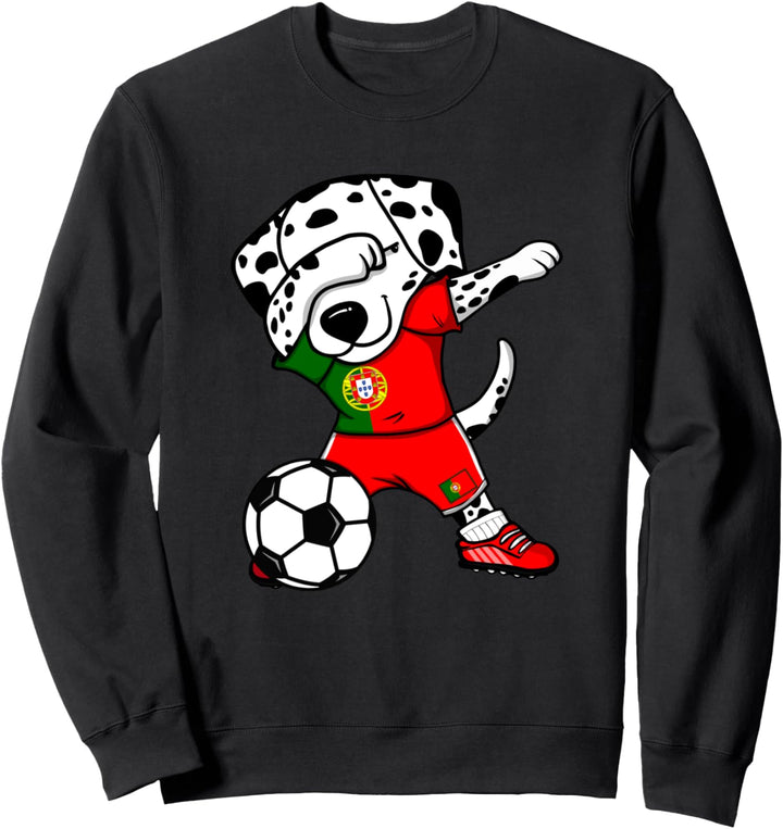 Dabbing Dalmatiner Portugal Fussball Portugiesische Flagge Sweatshirt