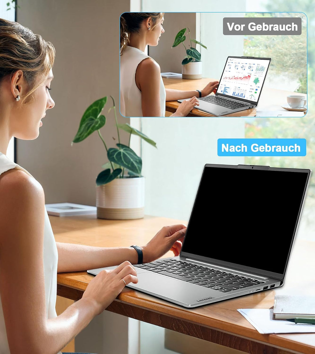 STARY 360° Blickschutzfolie Laptop 13,3 Zoll 16:9,Sichtschutzfolie 4-Wege 360° 13.3 inch (16:9), 360