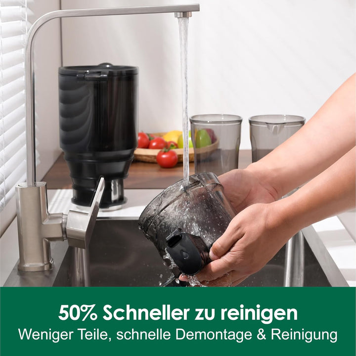 Fretta Entsafter Slow Juicer mit 135mm Öffnung,Entsafter Gemüse und Obst,250W Mastizier-Entsafter mi
