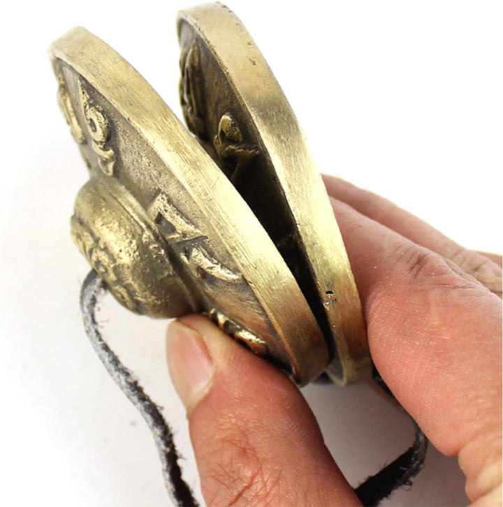 Sarini Tibetische Dingxia-Glocke mit Tasche, 6,5 cm, handgefertigt, Yoga-Glocke, Meditationsglocke,