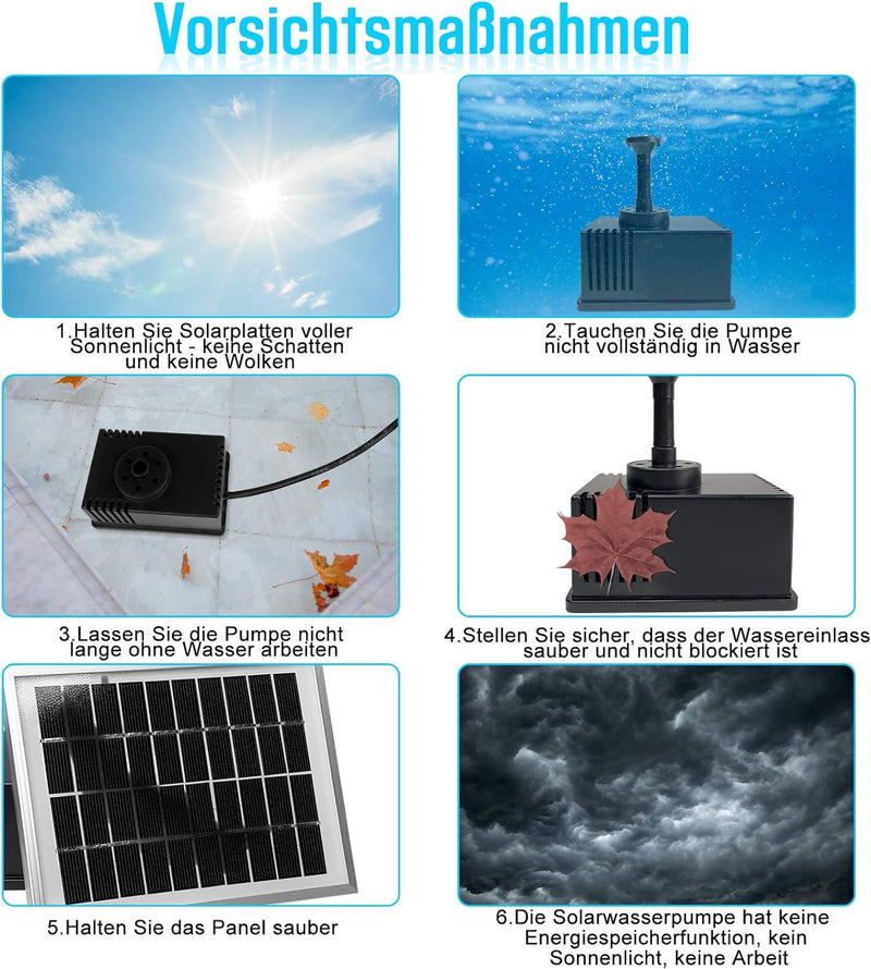 LARS360 Solar Teichpumpe Outdoor Wasserpumpe Solar Springbrunnen Solarpumpen Gartenpumpe für Gartent