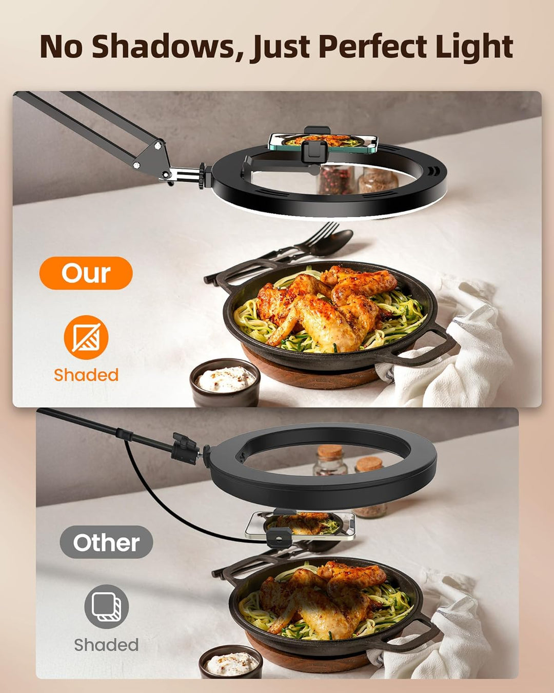 LUXSURE 10" Ringlicht mit Stativ, Flexibles Handy Stativ Ringlicht – ideal für die Erstellung von In