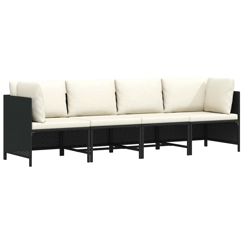 vidaXL Gartensofa 4-Sitzer mit Auflagen Lounge Sofa Couch Sitzgruppe Ecksofa Mittelsofa Sitzgarnitur