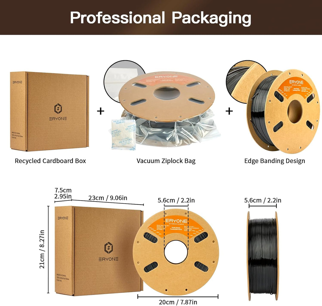 ERYONE High Speed Translucent PETG Filament 1.75mm +/- 0.03mm, 3D Drucker Filament, 30-500mm/s Hyper