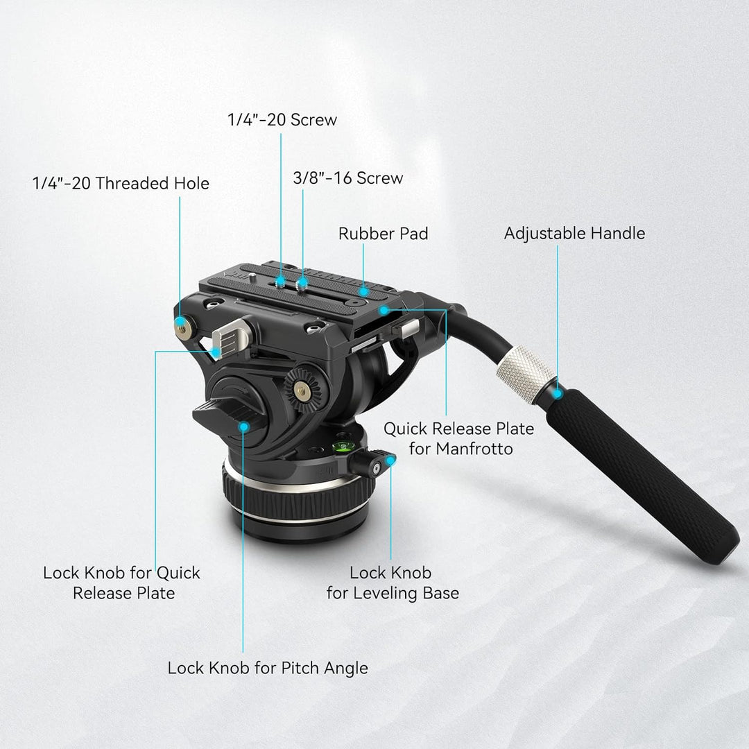 SmallRig Stativ Fluid Videokopf, mit Schnellwechselplatte für Manfrotto und für DJI RS 2 / RS 3 / RS