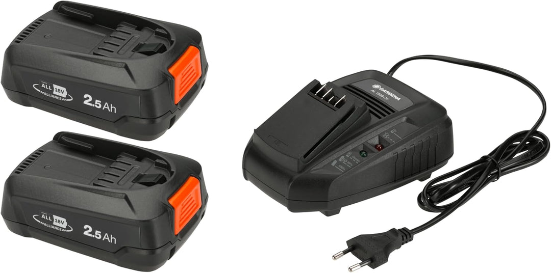 Gardena Starter-Kit P4A 2 x PBA 18V/45 + AL 1830 CV: Für alle gängigen Power for All Geräte, 60 Minu