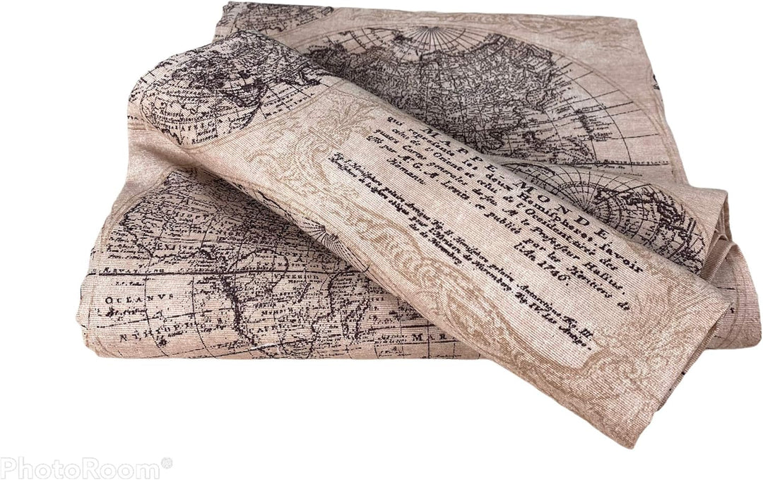 Tex family Tagesdecke Gran Foulard Tagesdecke Sofaüberwurf Stoff Loneta World Braun - Doppelbett 2 P