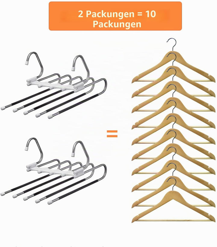 [Upgrade] Azeroth Hosenbügel, platzsparend, S-Typ, Edelstahl, Anti-Rutsch-Design, Kleiderschrank, Or