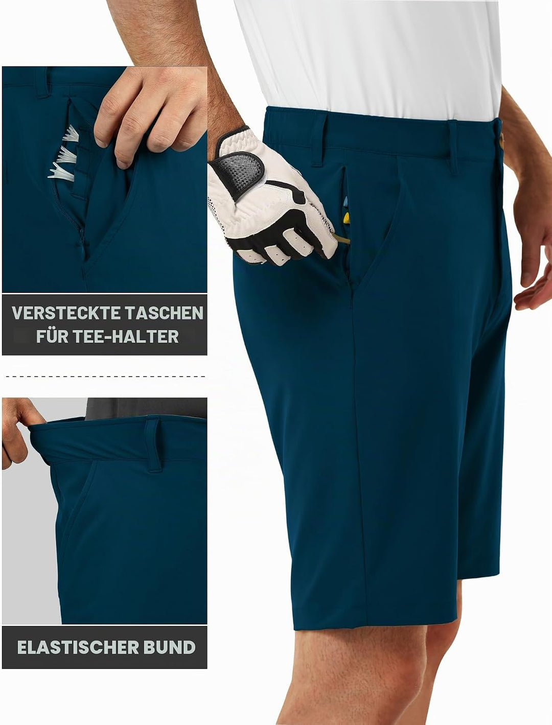 33,000ft Herren Golf Shorts Stretch Kurze Golfhosen Leichte Schnelltrocknende 11" Bermuda Shorts Kur