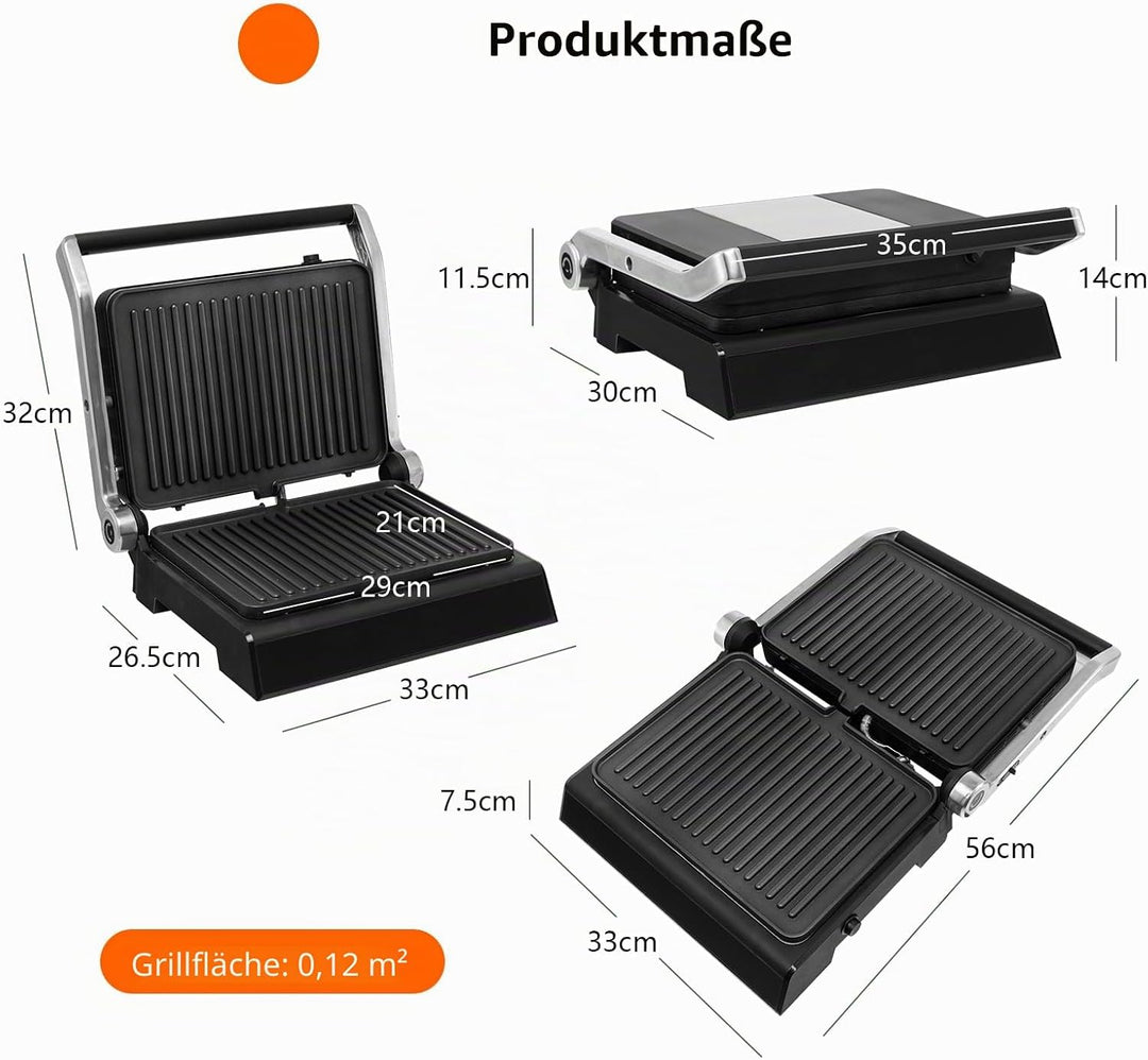 SOARS Sandwichmaker 3-in-1, 1800 – 2000 W, elektrische Panini-Maschine mit 5 Kochmodi, 200 – 230 °C,