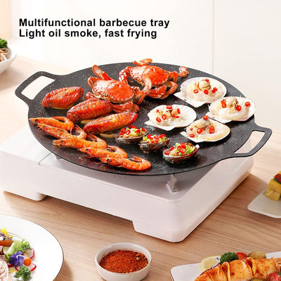 Koreanische BBQ-Grillplatte, Schwere, Glatte, Runde Teppanyaki-Pfanne mit Antihaftbeschichtung für d