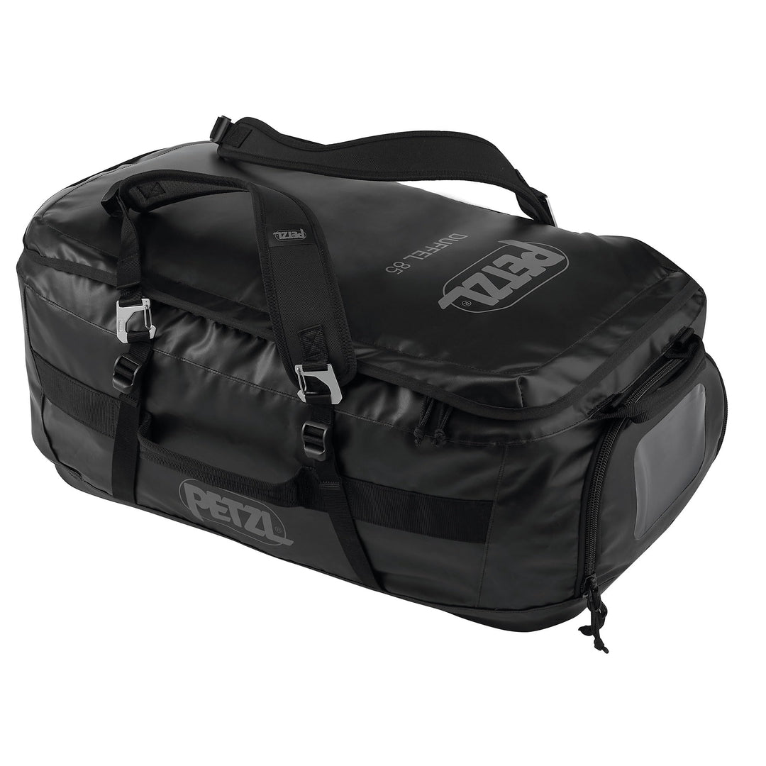 Petzl Duffel 85 Mittelgrosse Transporttasche aus TPU Plane und Polypropylen in der Farbe Schwarz 85