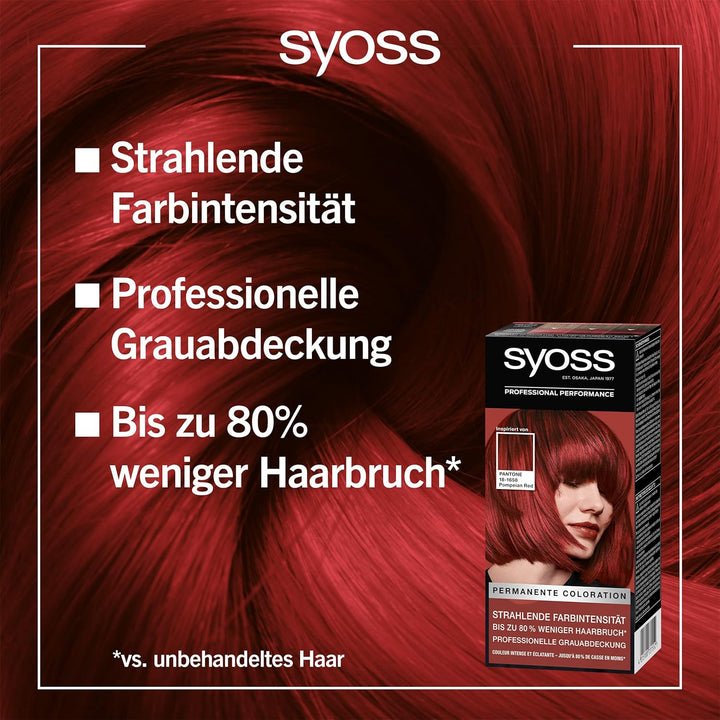 SYOSS inspiriert von PANTONE 18-1658 Pompeian Red Permanente Coloration Stufe 3, 3er Pack (3x 115 ml