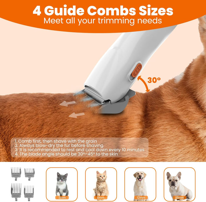 Hundepflege Vakuum Saug 99% Tierhaare PG10 Hundeschermaschine mit Staubsauger 12000 Pa, Hundebürste