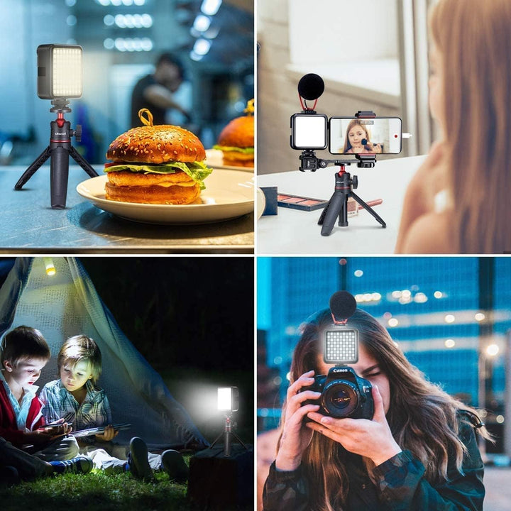 ULANZI VL81 Videoleuchte 81 LEDs Videolicht mit Cold Shoe, Foto Licht 3200K-5600K Farbtemperatur Hel