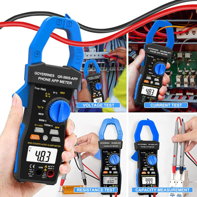 Digitales Zangenmessgerät Multimeter T-RMS 6000 Counts,GR-580S-APP berührungsloser Spannungsprüfe mi