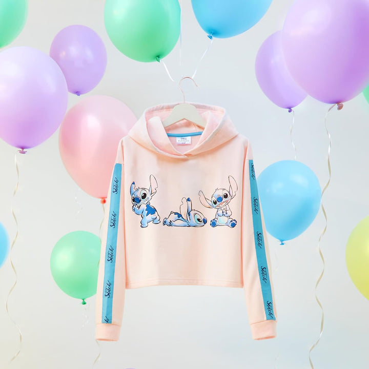 Disney Stitch Hoodie Mädchen 128-164 cm, Cropped Kapuzenpullover Kinder Teenager, Leichtes Sweatshir