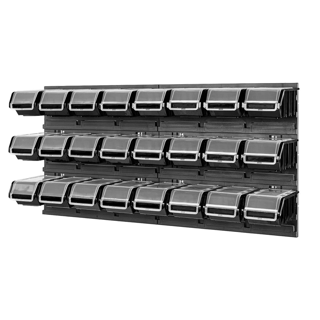 PAFEN Lagersystem Stapelboxen mit Deckel Wandregal 772 x 390 – 24 Stück Boxen - Werkzeugwand Werksta