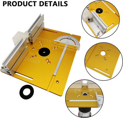 Router Lift, Frästisch für Oberfräsen mit Set 3 Frästisch Einlegeplatten Frästisch für Oberfräsen Pr