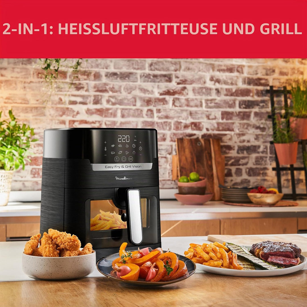 Moulinex Easy Fry &amp; Grill Vision 4,5 L Luftfritteuse und Grill mit Fenster, energiesparend 70%, Schn