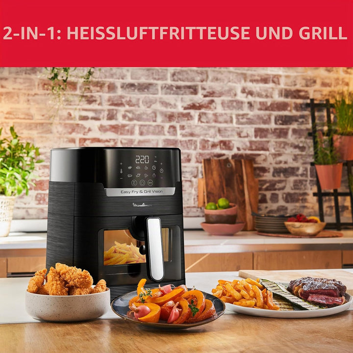Moulinex Easy Fry &amp; Grill Vision 4,5 L Luftfritteuse und Grill mit Fenster, energiesparend 70%, Schn