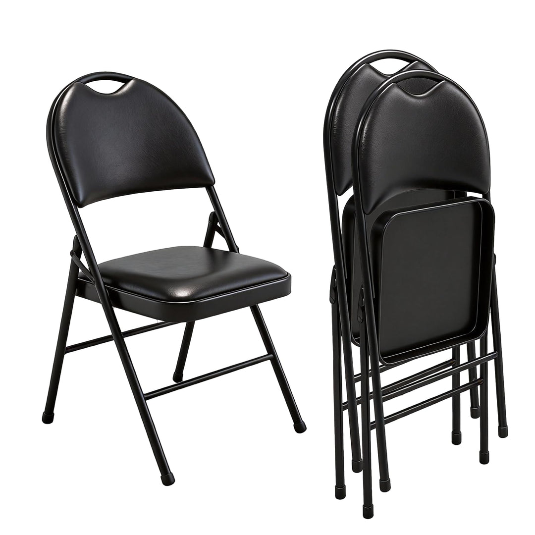 Klappstuhl 2er Set mit gepolstertem PU-Leder und Griff, Ultraviolette Geschosspolster&amp;Stabilem Metal