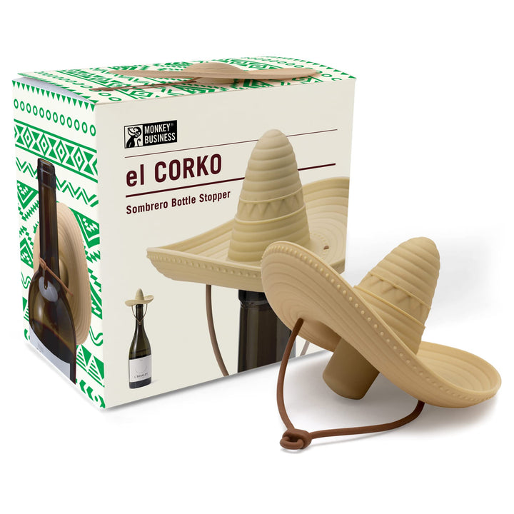 Monkey Business Silikon Weinstopfen, Sombrero-förmige Weinflaschenverschlüsse, Weinzubehör, El Corko