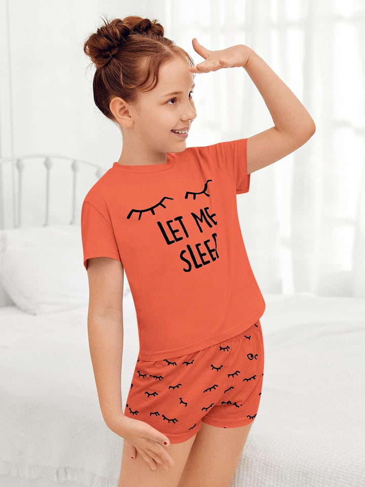 Haloumoning Mädchen Schlafanzüge Sommer Niedliche Shorts Set Bequem Kurzarm Cartoon bedrucktes Pyjam