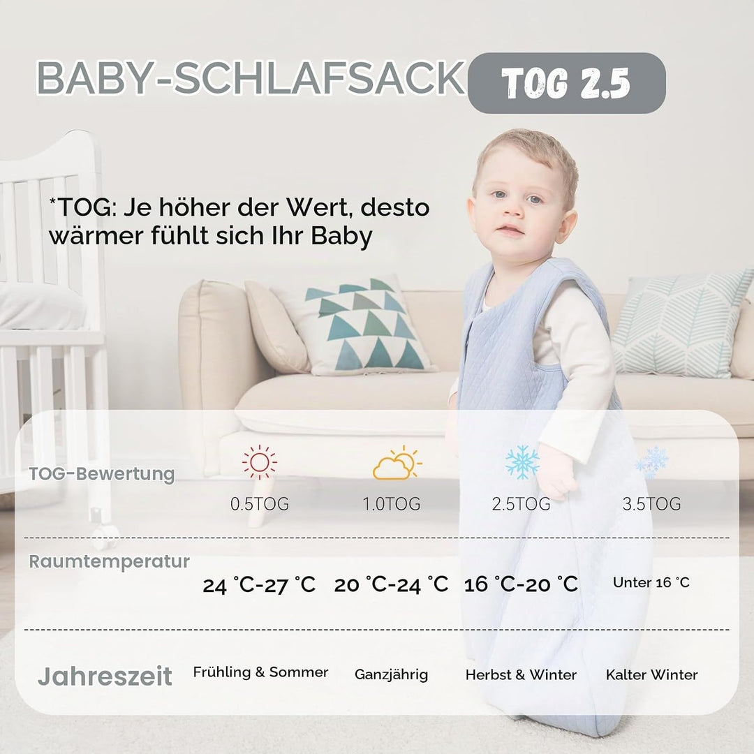 Yoofoss Schlafsack Baby Winter Baumwolle 2.5 TOG Warm Baby Winterschlafsack Weich Babyschlafsack Neu