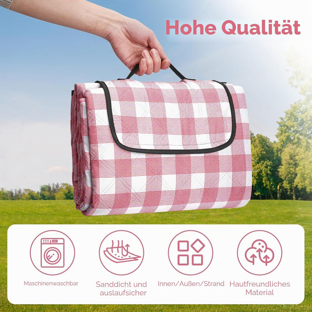 Oak &amp; Tea Picknickdecke Wasserdicht 200x200 cm XXL Sandfrei Isoliert Maschinenwaschbar Stranddecke C