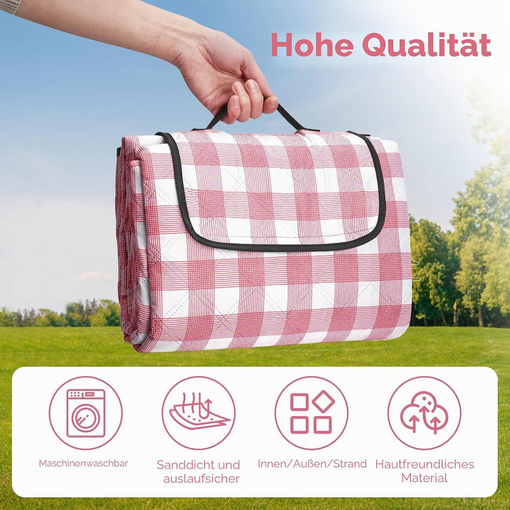 Oak &amp; Tea Picknickdecke Wasserdicht 200x200 cm XXL Sandfrei Isoliert Maschinenwaschbar Stranddecke C