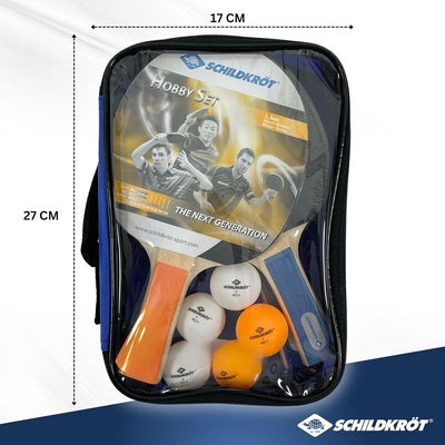 Donic-Schildkröt Tischtennis-Set Hobby, für 4 Spieler (4 Schläger, 5 Bälle, in Tragetasche, gute Fre