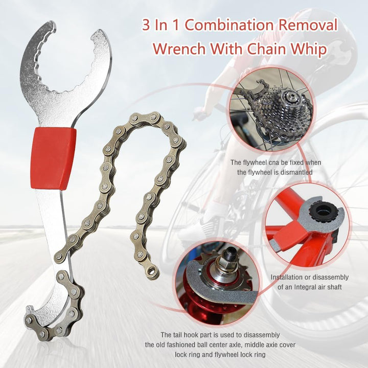 HUTHUHNHN Fahrrad-Werkzeug-Kit, einschliesslich Fahrrad Kurbel Removal Tool, 3-in-1 Fahrrad Kassette