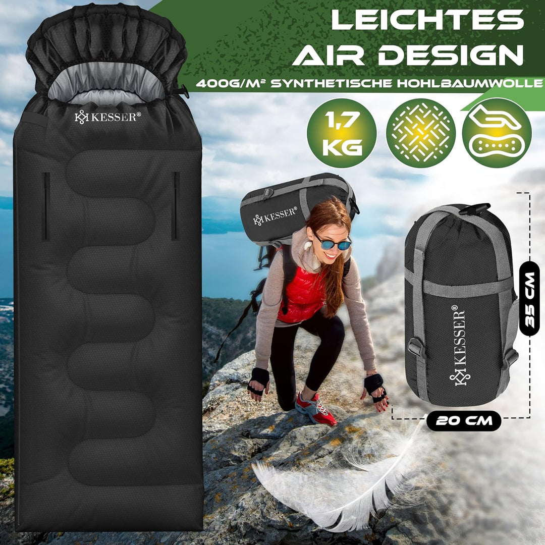 KESSER® Schlafsack Outdoor | Deckenschlafsack 3-4 Jahreszeiten | Camping-Sleeping-Bag für Erwachsene