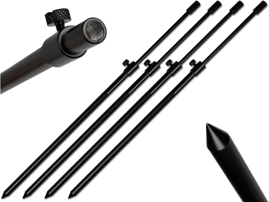 4X Rutenhalter Tele Bankstick Alu 30-50/50-90/70-140cm schwarz Rodpod Rutenauflage 70-140 cm, 70-140